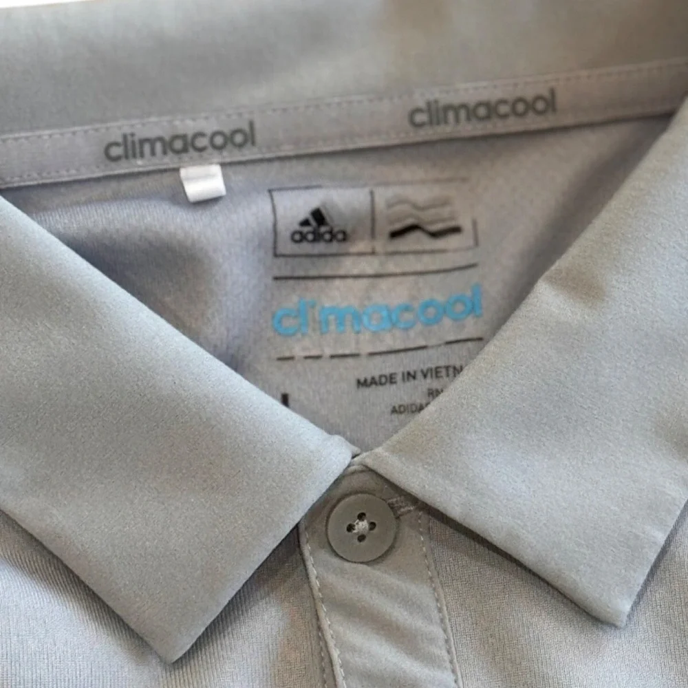 Adidas Golf Polo Shirt Mens Large Climacool Performance Striped Short Sleeve‎ - Picture 2 of 4